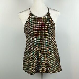 PAPERMOON™️ Women's Size M Party Sparkle Sequined Black Racerback Camisole